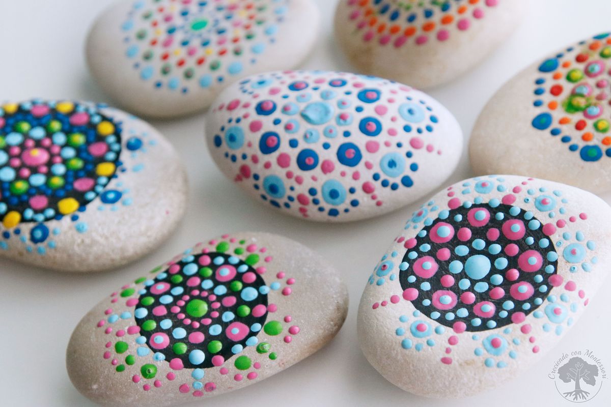 DIY Pintar Mandalas en piedras para niños – Creciendo Con Montessori