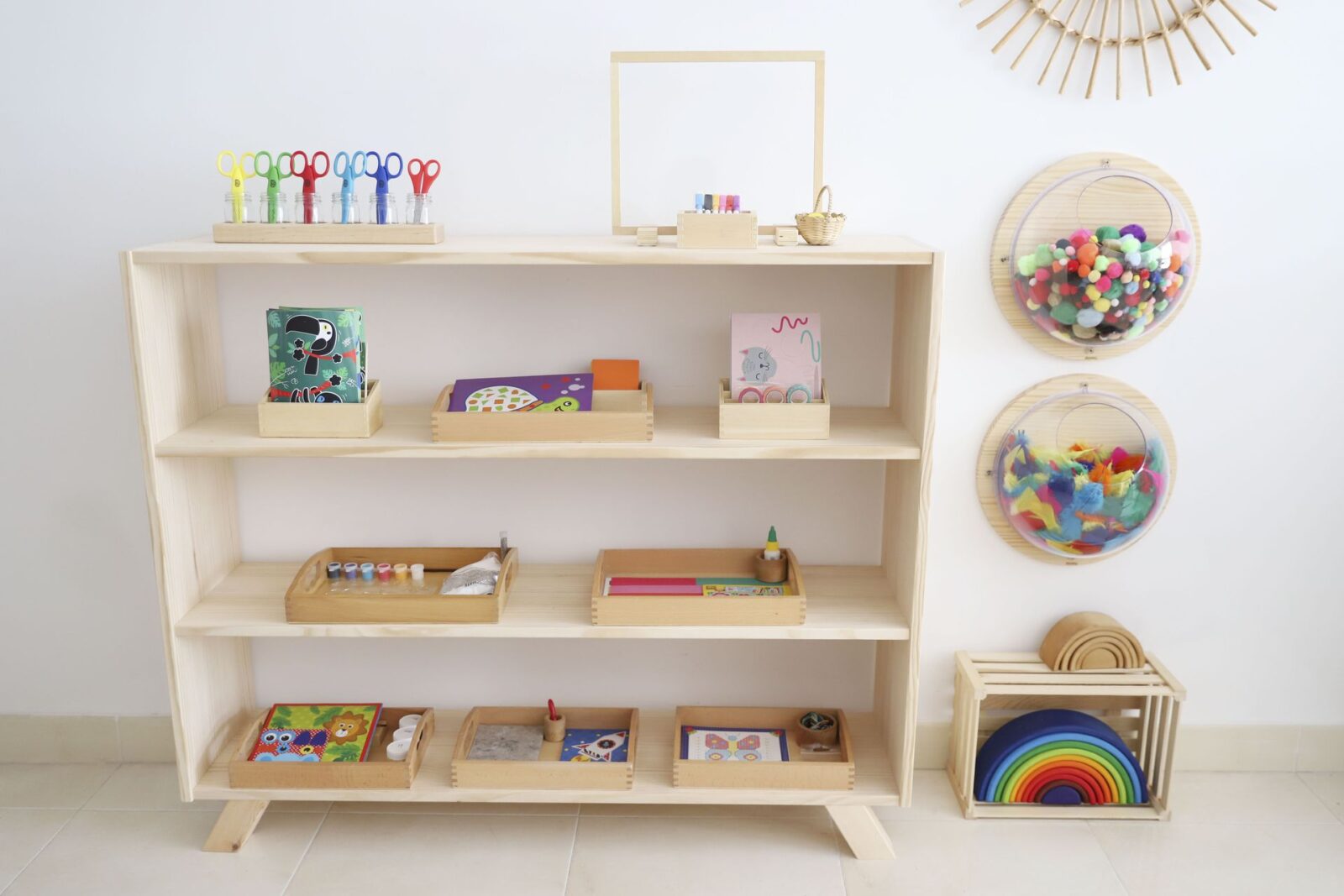 MINIPIU Estantería Montessori, Librería Montessori para niños de 4
